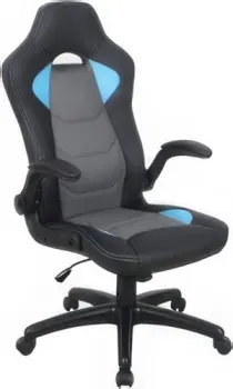 Brabix Skill GM-005 532497 (экокожа, черный/голубой)