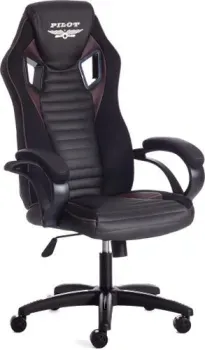 TetChair Pilot (кожзам/ткань, черный перфорированый/коричневый)