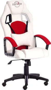 TetChair Driver (иск. кожа/ткань, белый/красный)