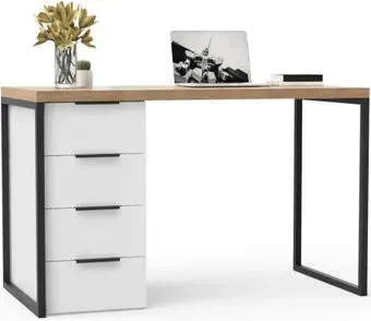 Crafto Кихот Лофт 07 120x60x75 (белый/черный/золотистый дуб)