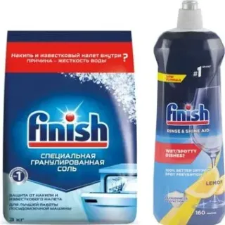 Finish Rinse &amp; Shine Aid 800 мл + Соль для посудомоечной машины Finish Специальная соль 3 кг