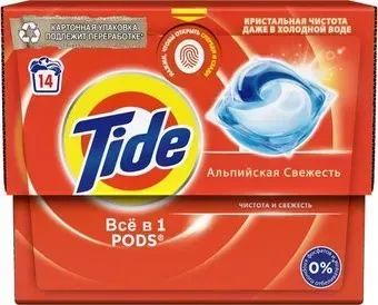 Tide Все в 1 Pods Альпийская свежесть (14 шт)