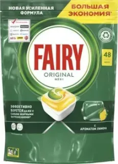 Fairy Таблетки для посудомоечных машин (48шт) Fairy Platinum Всё в 1 Лимон бесфосфатные