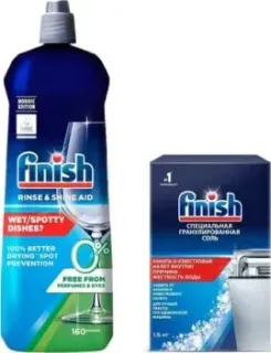 Finish Rinse &amp; Shine 800 мл + Соль для посудомоечной машины Finish Специальная соль 1.5 кг