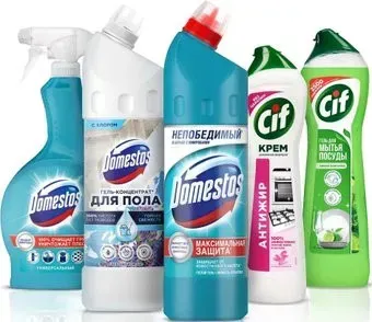 Domestos Cif Универсальная уборка (Domestos Гель 1 л + Domestos Гель 0.75 л + Domestos Спрей 0.5 л + Cif Крем 0.5 л + Cif Крем 0.5 л)