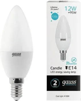 Gauss Elementary Свеча 12Вт E14 4100K 33122