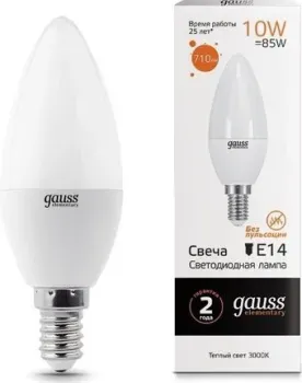 Gauss Elementary Candle 10Вт E14 3000K