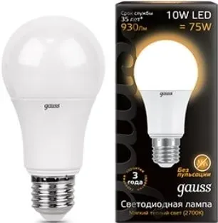 Gauss A60 E27 10 Вт 3000 K 102502110 (10 шт)
