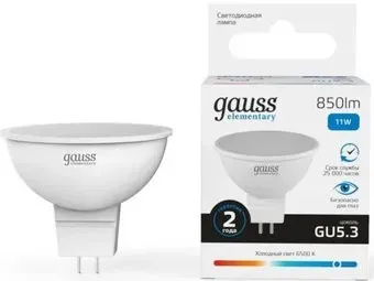 Gauss Elementary GU5.3 11W 850lm 6500K 13531