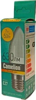 Camelion Е27 7Вт 3000K С37 15055