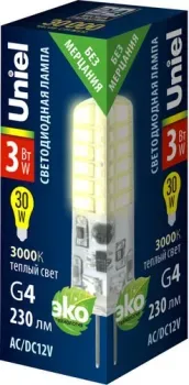 Uniel LED-JC-12/3W/3000K/G4/CL SIZ05TR UL-00010366