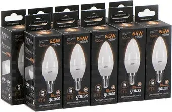 Gauss E14 6.5 Вт 3000 К 103101107 (10 шт)