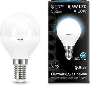 Gauss E14 6.5 Вт 4100 К 105101207 (10шт)