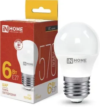 In Home LED-Шар-VC 6Вт 230В Е27 3000К 570Лм 4690612020525