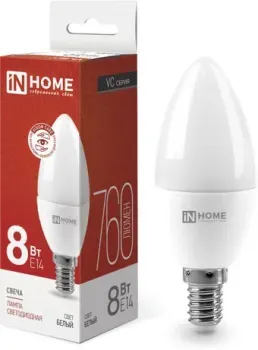 In Home LED-Свеча-VC 8Вт 230В Е14 4000К 760Лм 4690612020433