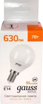 Gauss LED-M G45 7W 630lm 3000K E14 10501172