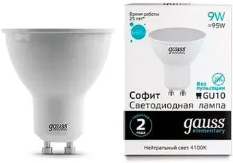 Gauss LED Elementary MR16 GU10 9W 4100К 13629