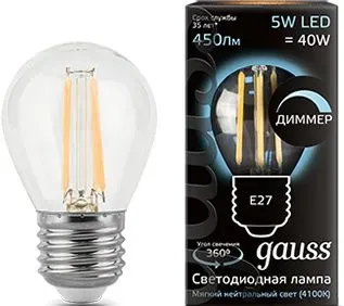 Gauss E27 5 Вт 4100K 105802205-D