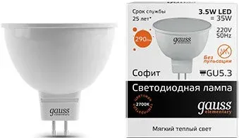 Gauss Elementary GU5.3 3.5Вт 3000K 13514