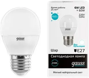 Gauss Elementary E27 6Вт 4100К [53226]