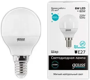 Gauss Elementary E14 6Вт 4100К [53126]