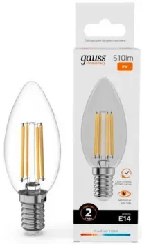 Gauss Filament Elementary Свеча 8W 510lm 2700К Е14 32118