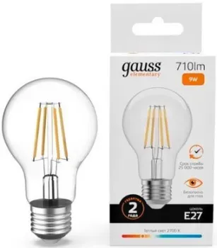 Gauss Filament Elementary А60 9W 710lm 2700К Е27 22219