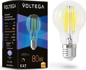 Voltega Crystal A60 8W 3000K E27 DIM