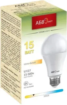 АБВ LED лайт Standart A60 15W E27 3000К