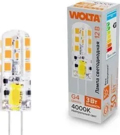 Wolta WSTD-JC-12V3W4KG4-S 3Вт 4000K G4