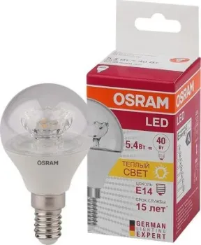Osram LED SCL P40 5.4W/830 230V CL E14 10X1