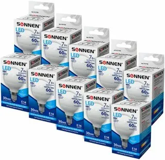 Sonnen Е14 7 Вт 4000К G45-7W-4000-E14 (10 шт, нейтральный белый)