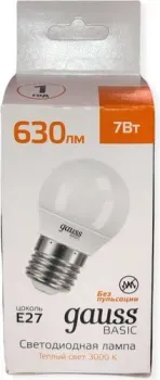 Gauss Elementary Basic E27 7W 3000K G45 10502172