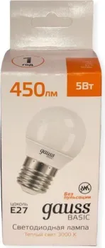 Gauss Elementary Basic E27 5W 3000K G45 10502152