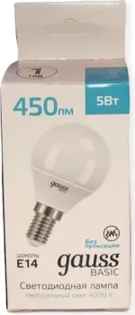 Gauss Elementary Basic E14 5W 4000K G45 10501252