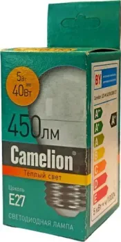 Camelion Е27 5Вт 3000K G45 15059