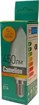 Camelion Е14 5Вт 3000K С35 15049