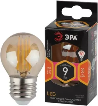 ЭРА E27 9Вт 2700K P45-9W-827-E27 gold
