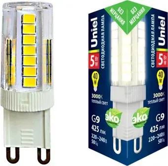 Uniel LED-JCD-9W/3000K/G9/CL GLZ09TR UL-00006488
