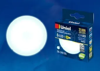 Uniel LED-GX53-6W/NW/GX53/FR PLZ01WH UL-00001669