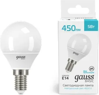 Gauss Basic LED-M 5W 450lm 4000K Е14 10501252 (10 шт)