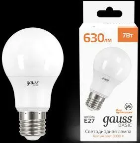 Gauss Basic LED-M A60 7W 630lm 3000K Е27 10202172 (10 шт)