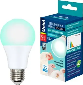 Uniel LED-A60-9W/SCBG/E27/FR/DIM IP65 PLO65WH UL-00003190