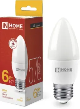 In Home LED-Свеча-VC 6Вт 230В Е27 3000К 570Лм 4690612020402