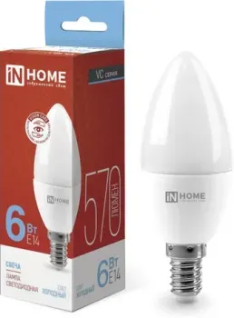 In Home LED-Свеча-VC 6Вт 230В Е14 6500К 570Лм 4690612030333