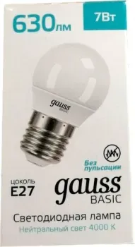 Gauss Basic LED-M G45 7W 630lm 4000K E27 LED 10502272