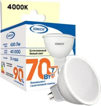 Ionich ILED-SMD2835-JCDR-7Вт-630Лм-230В-4000К-GU5.3 AG1917 1525