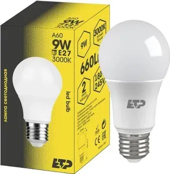 ETP А60 E27 9 Вт 3000 К 33657