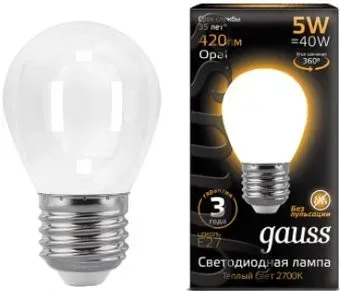 Gauss Filament Globe E27 5 Вт 2700 К 105202105
