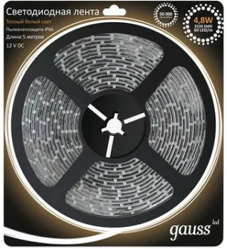 Gauss LED 5050/30-SMD 7.2W 12V DC теплый белый IP66 311000107